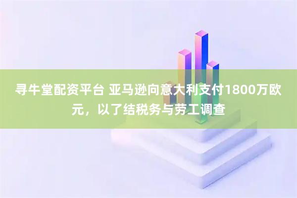 寻牛堂配资平台 亚马逊向意大利支付1800万欧元，以了结税务与劳工调查